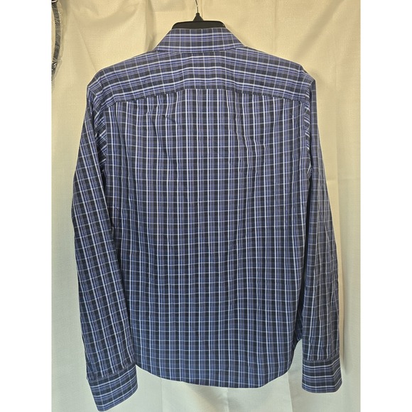 Untuckit Shirt Men Small Blue Plaid Button Up Long Sleeve Dress Shirt - Picture 9 of 10
